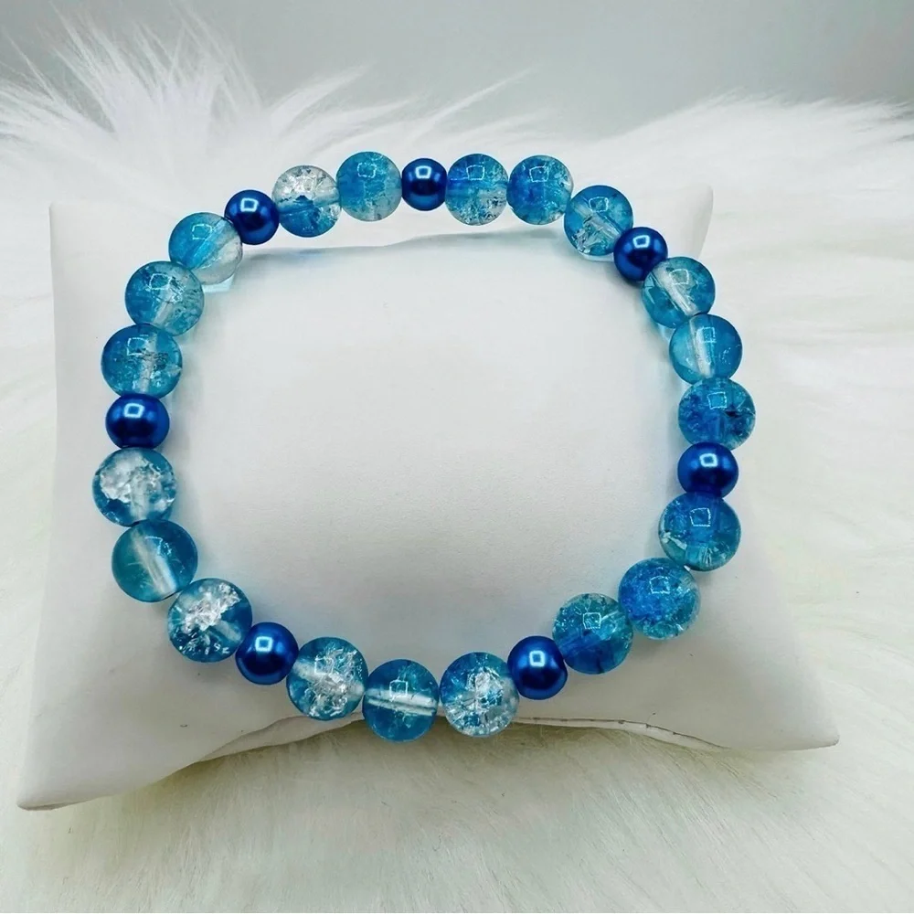Gradient Glass Beaded Bracelet Style A Blue